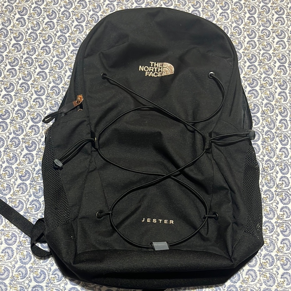 North face jester rose gold black backpack